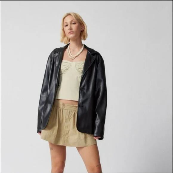 Urban Outfitters Jules Faux Leather Blazer – Black – Size XL - Picture 3 of 7